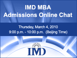 March 4, IMD MBA Admissions Online Chat