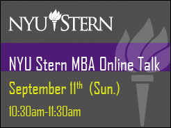NYU Stern MBA Online Talk - Sept. 11 (Sun.) 10:30AM-11:30AM