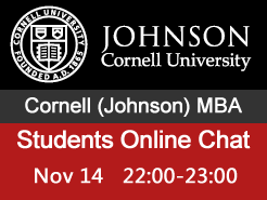 Cornell MBA Student Online Chat - Nov 14 10pm