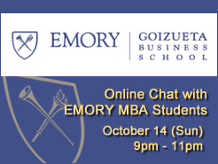 Emory (Goizueta) MBA Student Online Chat - Oct.14 9pm