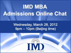 IMD MBA Admission Online Chat - 3/28 9pm